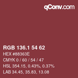 Color code: RGB 136.1 54 62 | qconv.com