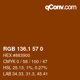 カラーコード: RGB 136.1 57 0 | qconv.com
