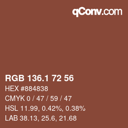 カラーコード: RGB 136.1 72 56 | qconv.com