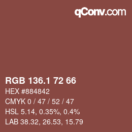 Color code: RGB 136.1 72 66 | qconv.com