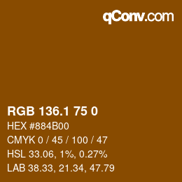 カラーコード: RGB 136.1 75 0 | qconv.com