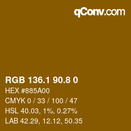Código de color: RGB 136.1 90.8 0 | qconv.com