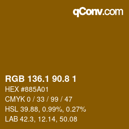 カラーコード: RGB 136.1 90.8 1 | qconv.com