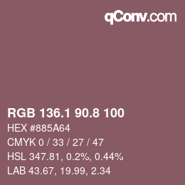 Color code: RGB 136.1 90.8 100 | qconv.com