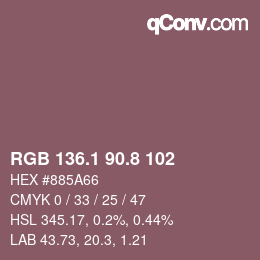 カラーコード: RGB 136.1 90.8 102 | qconv.com