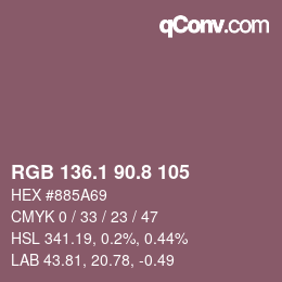 Color code: RGB 136.1 90.8 105 | qconv.com