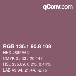 Color code: RGB 136.1 90.8 109 | qconv.com
