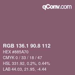 カラーコード: RGB 136.1 90.8 112 | qconv.com