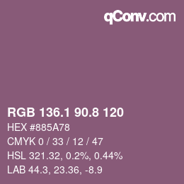 Color code: RGB 136.1 90.8 120 | qconv.com