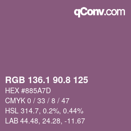 Color code: RGB 136.1 90.8 125 | qconv.com