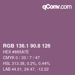Color code: RGB 136.1 90.8 126 | qconv.com