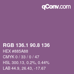 カラーコード: RGB 136.1 90.8 136 | qconv.com