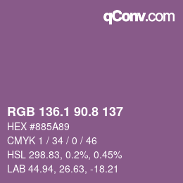 カラーコード: RGB 136.1 90.8 137 | qconv.com