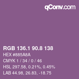 カラーコード: RGB 136.1 90.8 138 | qconv.com