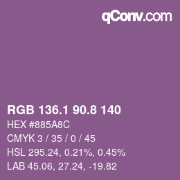カラーコード: RGB 136.1 90.8 140 | qconv.com