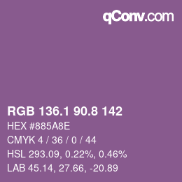カラーコード: RGB 136.1 90.8 142 | qconv.com