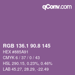 カラーコード: RGB 136.1 90.8 145 | qconv.com