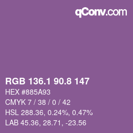 カラーコード: RGB 136.1 90.8 147 | qconv.com
