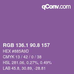 カラーコード: RGB 136.1 90.8 157 | qconv.com