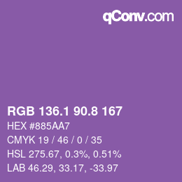 カラーコード: RGB 136.1 90.8 167 | qconv.com