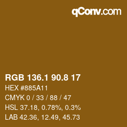 カラーコード: RGB 136.1 90.8 17 | qconv.com