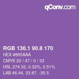 カラーコード: RGB 136.1 90.8 170 | qconv.com