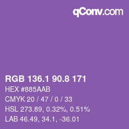 カラーコード: RGB 136.1 90.8 171 | qconv.com