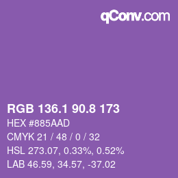 カラーコード: RGB 136.1 90.8 173 | qconv.com
