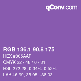 カラーコード: RGB 136.1 90.8 175 | qconv.com