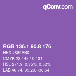 カラーコード: RGB 136.1 90.8 176 | qconv.com