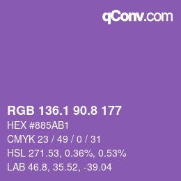 カラーコード: RGB 136.1 90.8 177 | qconv.com