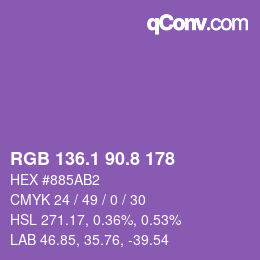 カラーコード: RGB 136.1 90.8 178 | qconv.com
