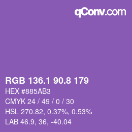 カラーコード: RGB 136.1 90.8 179 | qconv.com