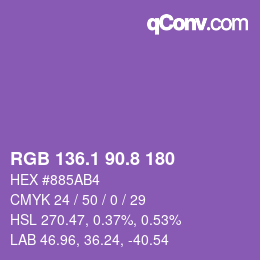 カラーコード: RGB 136.1 90.8 180 | qconv.com