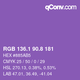カラーコード: RGB 136.1 90.8 181 | qconv.com