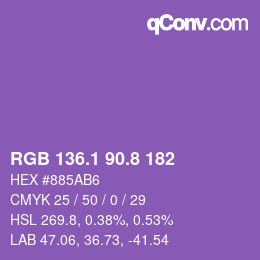 カラーコード: RGB 136.1 90.8 182 | qconv.com