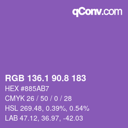 カラーコード: RGB 136.1 90.8 183 | qconv.com