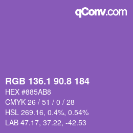 カラーコード: RGB 136.1 90.8 184 | qconv.com