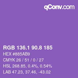 カラーコード: RGB 136.1 90.8 185 | qconv.com