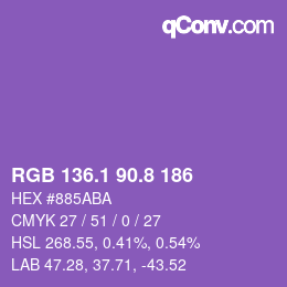 カラーコード: RGB 136.1 90.8 186 | qconv.com