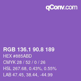 カラーコード: RGB 136.1 90.8 189 | qconv.com