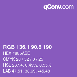 カラーコード: RGB 136.1 90.8 190 | qconv.com