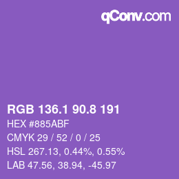 カラーコード: RGB 136.1 90.8 191 | qconv.com