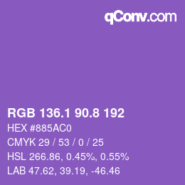 カラーコード: RGB 136.1 90.8 192 | qconv.com