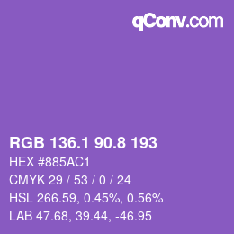 カラーコード: RGB 136.1 90.8 193 | qconv.com