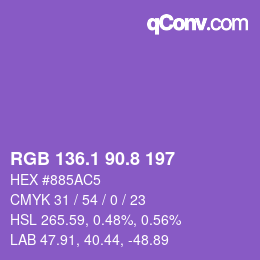 カラーコード: RGB 136.1 90.8 197 | qconv.com