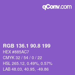 カラーコード: RGB 136.1 90.8 199 | qconv.com