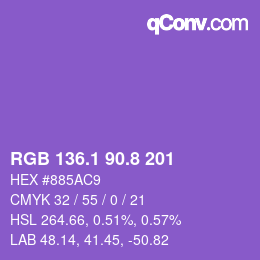 カラーコード: RGB 136.1 90.8 201 | qconv.com