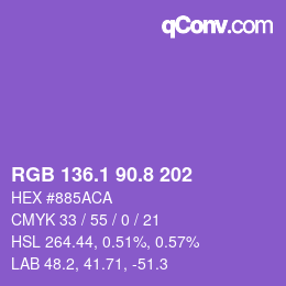 カラーコード: RGB 136.1 90.8 202 | qconv.com