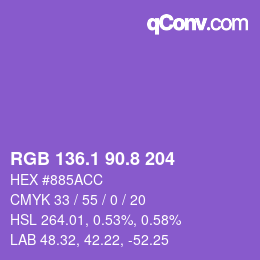 カラーコード: RGB 136.1 90.8 204 | qconv.com